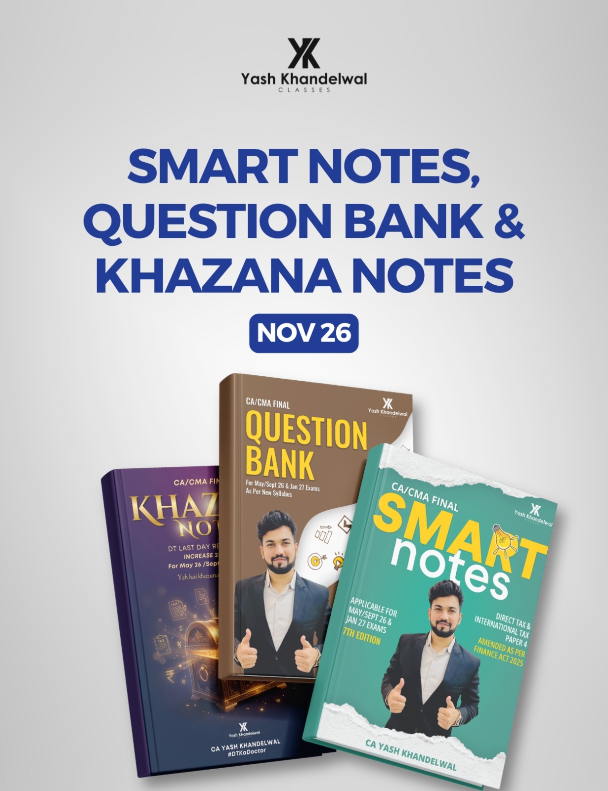CA/CMA Final Direct Tax - Smart Notes & Question Bank for  Nov26