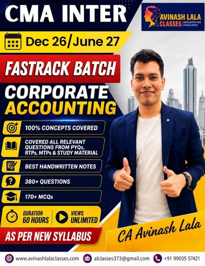 CMA Inter Corporate Accounting Fast-Track Batch By CA Avinash Lala